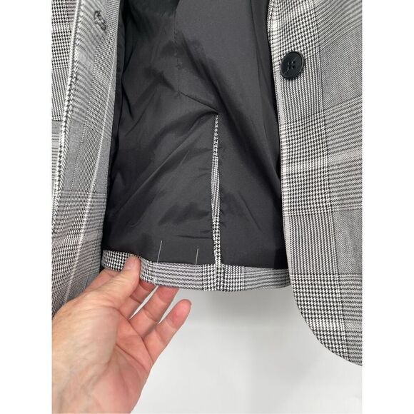 NWOT Banana Republic Gray Classic Fit Houndstooth One Button Blazer Size 12 - Picture 7 of 8